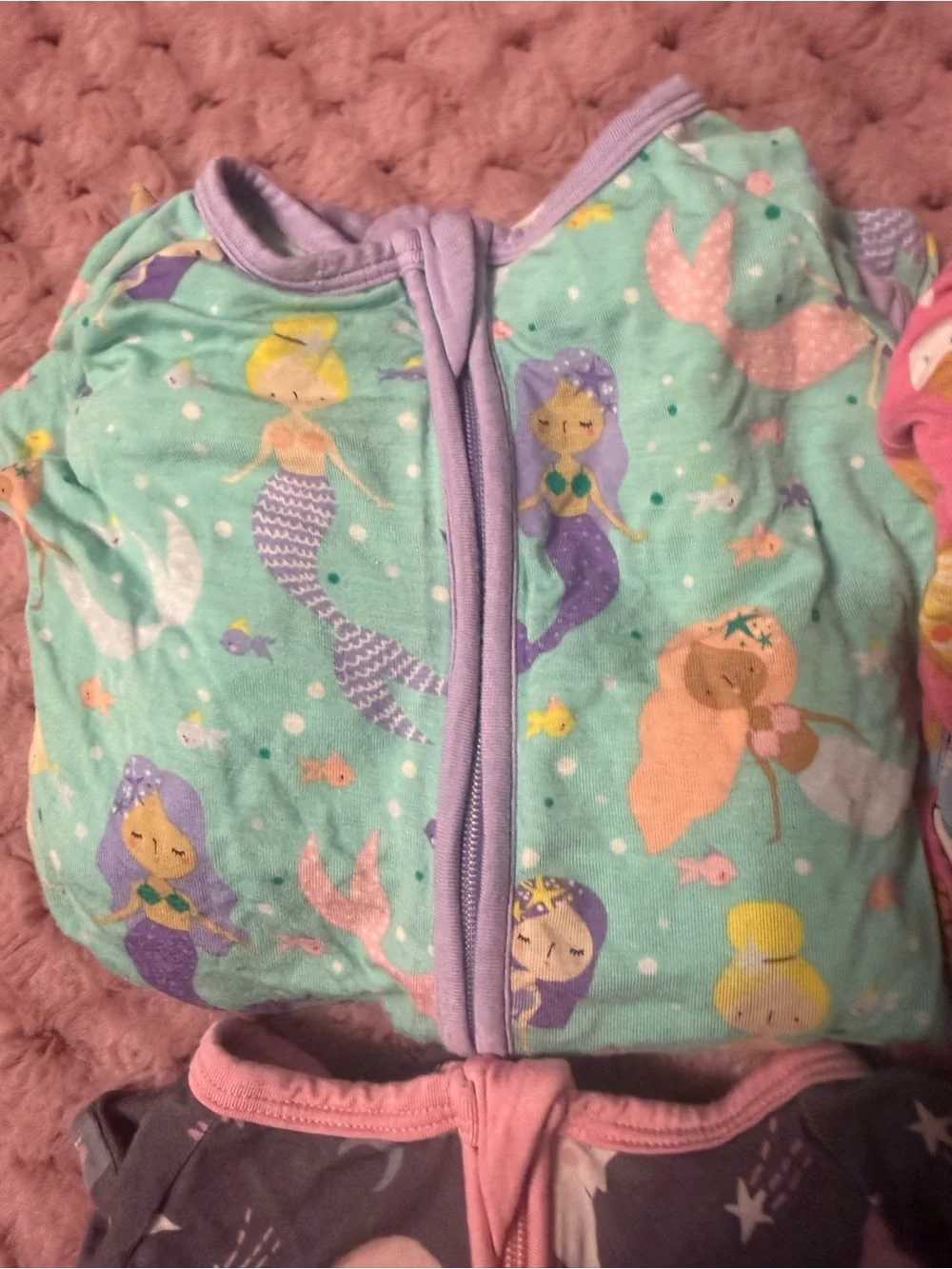 Lot of 5 Little Sleepies Girls Multi-Pattern Zip Up Pajamas